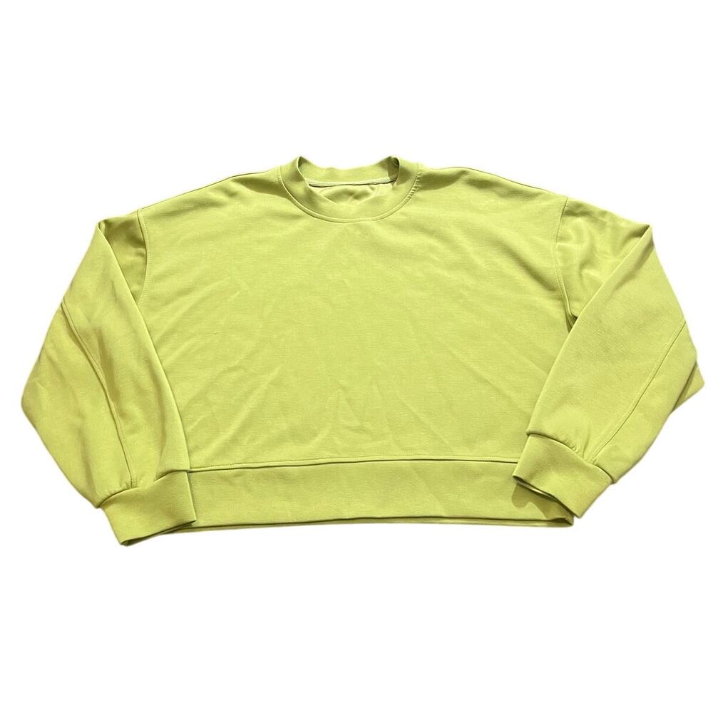 Lululemon Womens Yellow/Lime Perfectly Oversized Pullover Cropped Sweater Size M